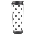 Polka Dots - Dark Gray on White Travel Tumbler
