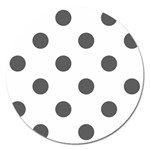 Polka Dots - Dark Gray on White Magnet 5  (Round)