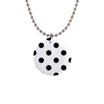 Polka Dots - Black on White 1  Button Necklace
