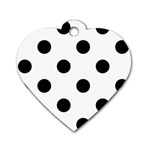 Polka Dots - Black on White Dog Tag Heart (One Side)