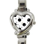 Polka Dots - Black on White Heart Italian Charm Watch