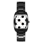 Polka Dots - Black on White Stainless Steel Barrel Watch