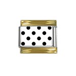 Polka Dots - Black on White Gold Trim Italian Charm (9mm)
