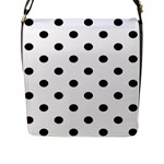 Polka Dots - Black on White Flap Closure Messenger Bag (L)