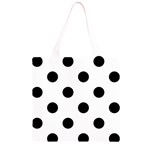 Polka Dots - Black on White Grocery Light Tote Bag