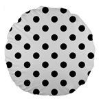 Polka Dots - Black on White Large 18  Premium Flano Round Cushion