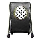 Polka Dots - Black on White Pen Holder Desk Clock