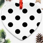 Polka Dots - Black on White Ornament (Heart)