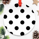 Polka Dots - Black on White Round Ornament (Two Sides)