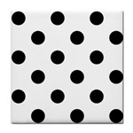 Polka Dots - Black on White Tile Coaster