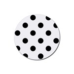 Polka Dots - Black on White Rubber Round Coaster (4 pack)