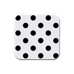 Polka Dots - Black on White Rubber Square Coaster (4 pack)