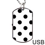 Polka Dots - Black on White Dog Tag USB Flash (Two Sides)