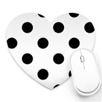 Polka Dots - Black on White Heart Mousepad