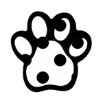 Polka Dots - Black on White Magnet (Paw Print)