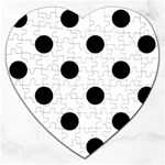 Polka Dots - Black on White Jigsaw Puzzle (Heart)