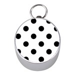 Polka Dots - Black on White Silver Compass (Mini)