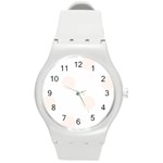 Polka Dots - Seashell on White Round Plastic Sport Watch (M)