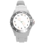 Polka Dots - Seashell on White Round Plastic Sport Watch (L)