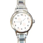 Polka Dots - Seashell on White Round Italian Charm Watch