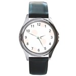 Polka Dots - Seashell on White Round Metal Watch