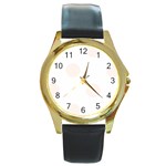 Polka Dots - Seashell on White Round Gold Metal Watch