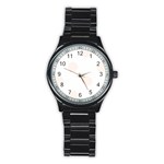 Polka Dots - Seashell on White Stainless Steel Round Watch