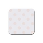 Polka Dots - Seashell on White Rubber Square Coaster (4 pack)