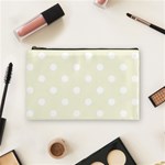 Polka Dots - White on Beige Cosmetic Bag (M)