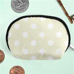 Polka Dots - White on Beige Accessory Pouch (Medium)