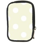 Polka Dots - White on Beige Compact Camera Leather Case