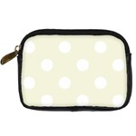 Polka Dots - White on Beige Digital Camera Leather Case