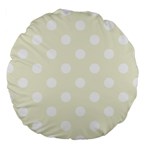 Polka Dots - White on Beige Large 18  Premium Round Cushion