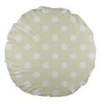 Polka Dots - White on Beige Large 18  Premium Flano Round Cushion