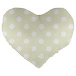Polka Dots - White on Beige Large 19  Premium Heart Shape Cushion
