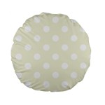 Polka Dots - White on Beige Standard 15  Premium Round Cushion