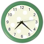 Polka Dots - White on Beige Color Wall Clock