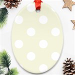 Polka Dots - White on Beige Ornament (Oval)