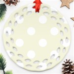 Polka Dots - White on Beige Ornament (Round Filigree)