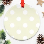Polka Dots - White on Beige Ornament (Round)