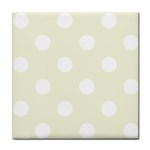 Polka Dots - White on Beige Tile Coaster