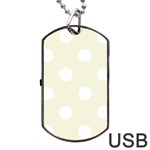 Polka Dots - White on Beige Dog Tag USB Flash (One Side)