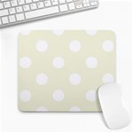 Polka Dots - White on Beige Large Mousepad