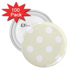 Polka Dots - White on Beige 2.25  Button (100 pack)
