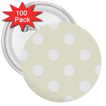 Polka Dots - White on Beige 3  Button (100 pack)