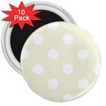 Polka Dots - White on Beige 3  Magnet (10 pack)