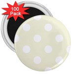 Polka Dots - White on Beige 3  Magnet (100 pack)