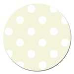 Polka Dots - White on Beige Magnet 5  (Round)