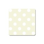 Polka Dots - White on Beige Magnet (Square)