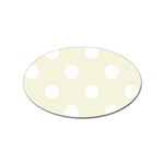 Polka Dots - White on Beige Sticker Oval (10 pack)